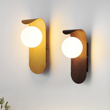 Scandinavian Wood Globe Wall Lamp LED 1-Light