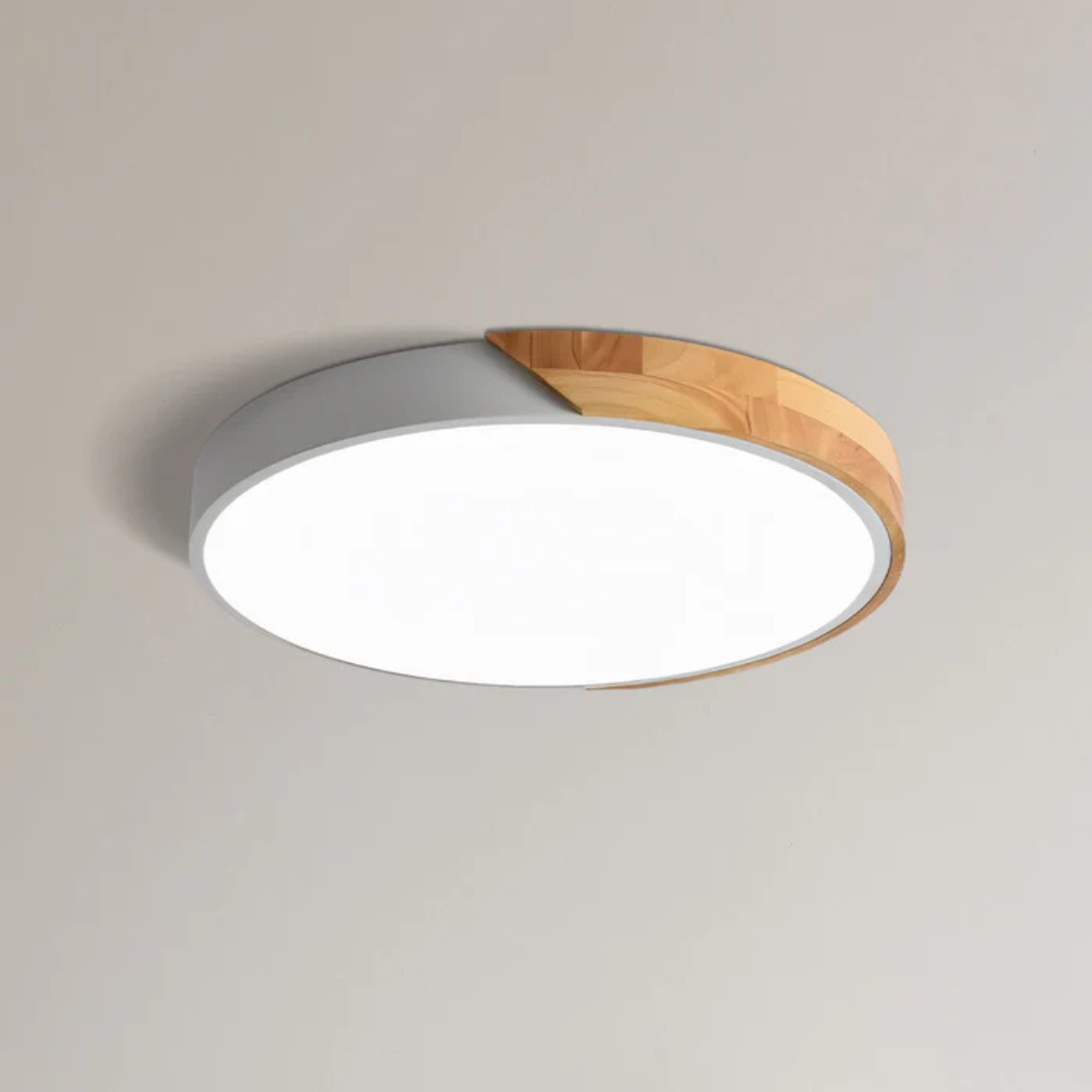 Scandinavian Wood LED Ceiling Lamp – Modern Flush Mount Design for a Cozy Atmosphere