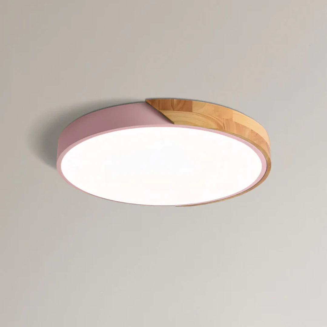 Scandinavian Wood LED Ceiling Lamp – Modern Flush Mount Design for a Cozy Atmosphere