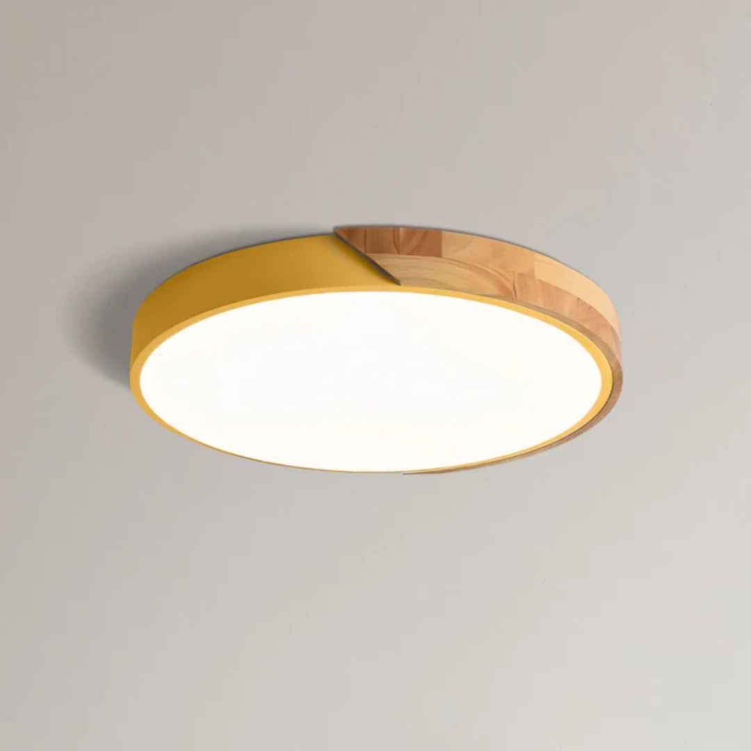 Scandinavian Wood LED Ceiling Lamp – Modern Flush Mount Design for a Cozy Atmosphere