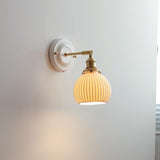 Vintage Japanese Ceramic Brass 1-Light Wall Lamp