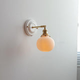 Vintage Japanese Ceramic Brass 1-Light Wall Lamp