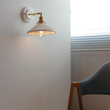 Vintage Japanese Ceramic Brass 1-Light Wall Lamp