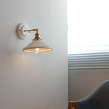 Vintage Japanese Ceramic Brass 1-Light Wall Lamp