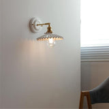 Vintage Japanese Ceramic Brass 1-Light Wall Lamp