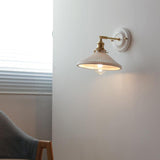 Vintage Japanese Ceramic Brass 1-Light Wall Lamp