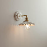 Vintage Japanese Ceramic Brass 1-Light Wall Lamp