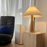 Wood Pleated Table Lamp